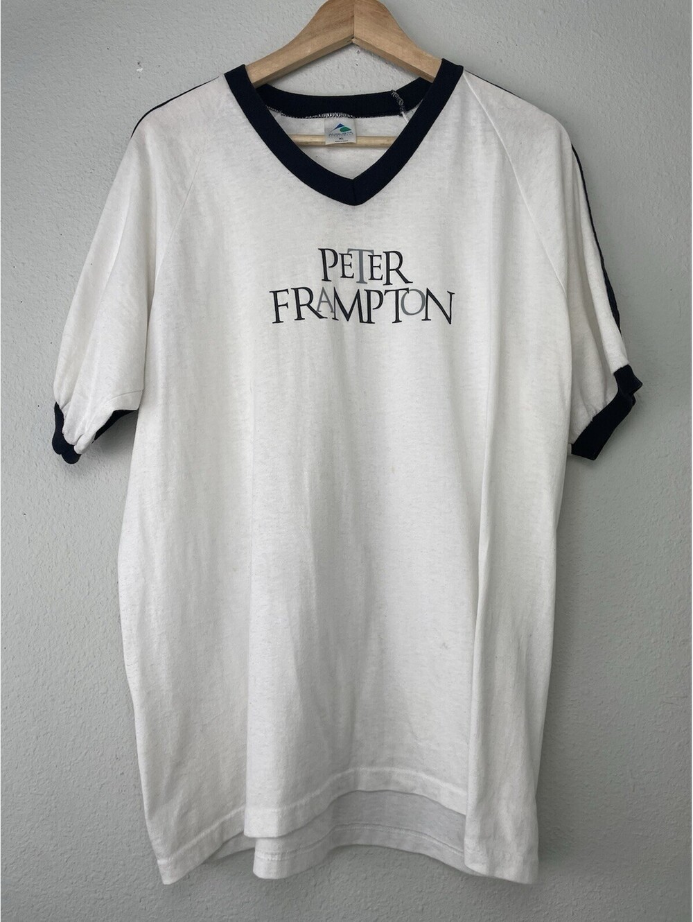 Vintage Peter Frampton V Neck Ringer Tshirt Augusta Tag USA XL Distressed